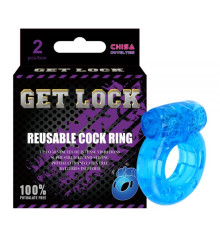 Голубые эрекционные кольца с клиторальным стимулятором Vibrating Cock Rings Blue, 2 шт