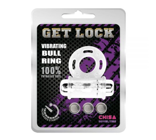 чоловіче вибро кольцо прозрачное Get Lock Vibrating Bull Ring