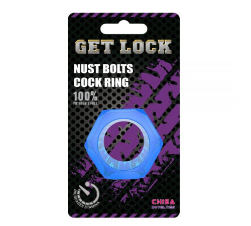 Голубое эрекционное кольцо Nust Bolts Cock Ring