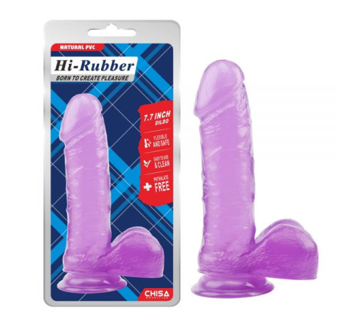 Фиолетовый масажер с мошонкой на присоске 7.7 Inch Dildo