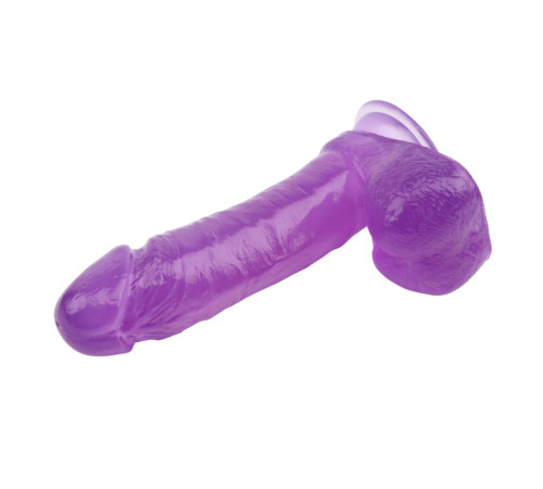 Фиолетовый масажер с мошонкой на присоске 7.7 Inch Dildo