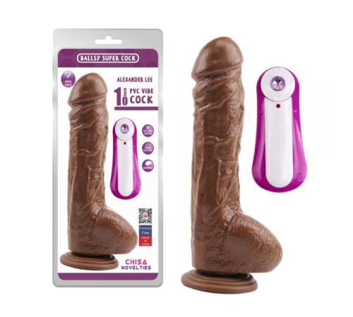 Коричневый реалистичный вибратор с пультом Alexander Lee 10 Vibrating Dildo