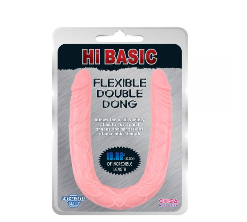 Двойной розовый фаллос Jelly Flexible Double Dong