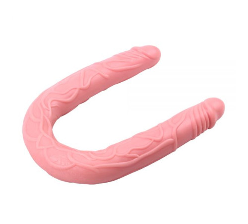 Двойной розовый фаллос Jelly Flexible Double Dong