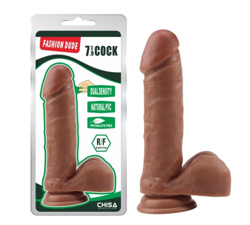 Коричневый масажер на присоске Fashion Dude 7.9 Inch Cock