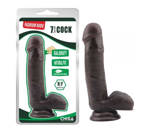 Черный масажер на присоске Fashion Dude 7.1 Inch Cock