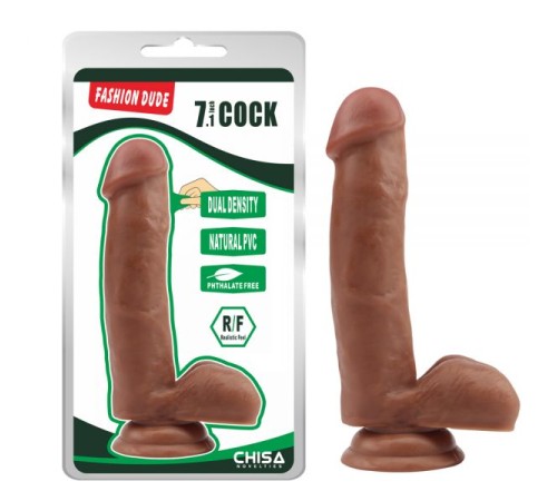 Коричневый масажер на присоске Fashion Dude 7.1 Inch Cock