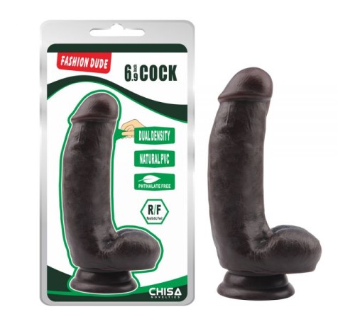 Коричневый масажер на присоске Fashion Dude 6.9 Inch Cock