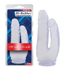 Гелевый двойной масажер прозрачный Hi-Rubber Dildo Clear 9.4