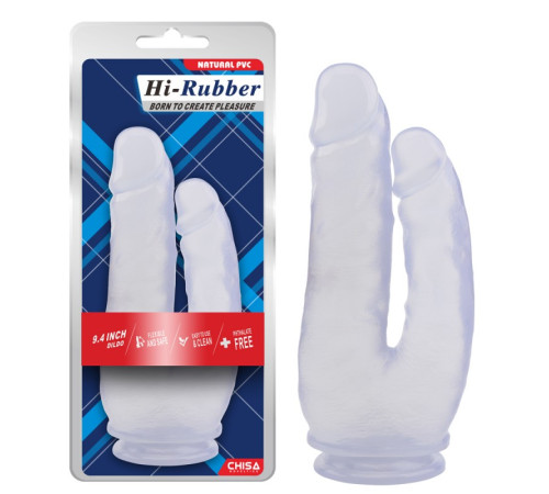 Гелевый двойной масажер прозрачный Hi-Rubber Dildo Clear 9.4