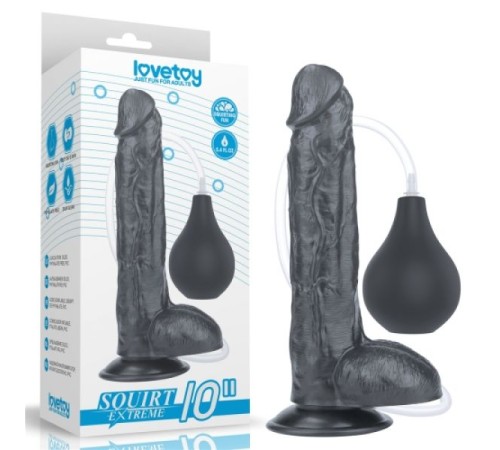 Черный масажер на присоске Squirt Extreme Dildo Black 10.0