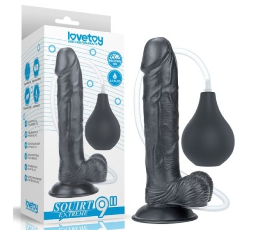 Черный масажер на присоске Squirt Extreme Dildo Black 9.0