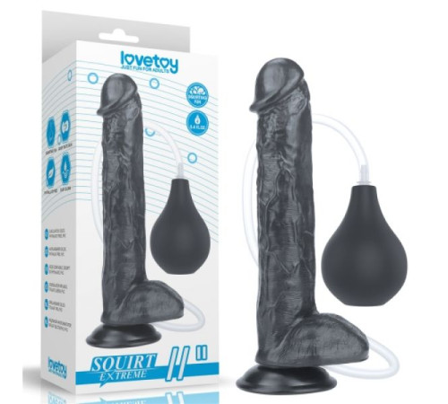 Черный масажер на присоске Squirt Extreme Dildo Black 11.0