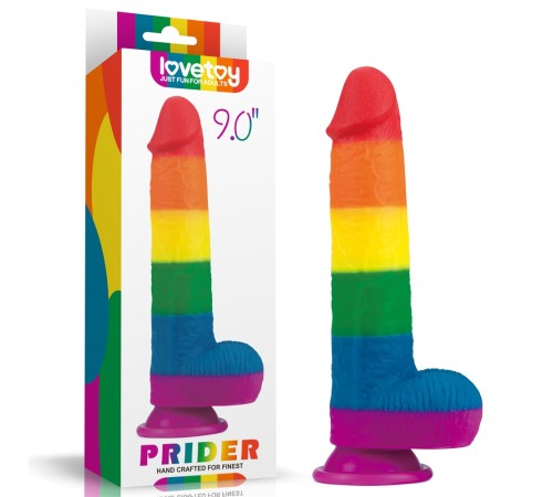 Фаллоимитатор на присоске радужный LGBT Prider Dildo 9.0