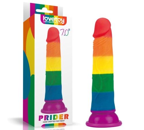 Фаллоимитатор на присоске радужный LGBT Prider Dildo 7.0