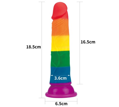 Фаллоимитатор на присоске радужный LGBT Prider Dildo 7.0