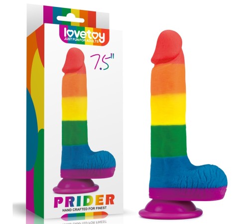 Фаллоимитатор на присоске радужный LGBT Prider Dildo 7.5