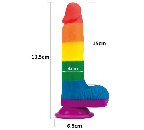 Фаллоимитатор на присоске радужный LGBT Prider Dildo 7.5