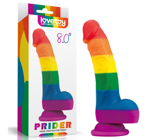 Фаллоимитатор на присоске радужный LGBT Prider Dildo 8.0