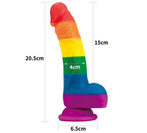 Фаллоимитатор на присоске радужный LGBT Prider Dildo 8.0