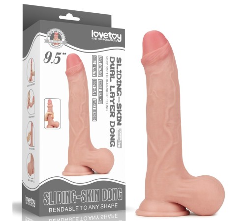 Фаллоимитатор на присоске Sliding Skin Dual Layer Dong Whole Testicle 9.0