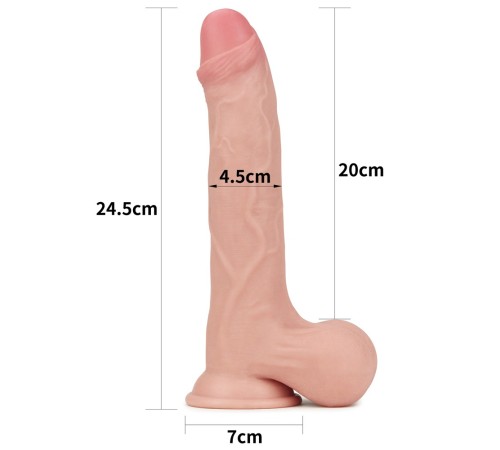 Фаллоимитатор на присоске Sliding Skin Dual Layer Dong Whole Testicle 9.0