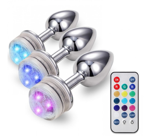 особиста пробка с пультом Led Rgb Remote Metal Anal Plug