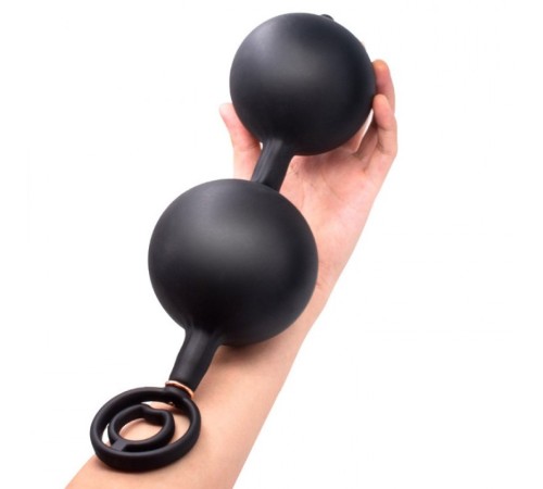 Built-in ball inflatable anal plug with penis ring