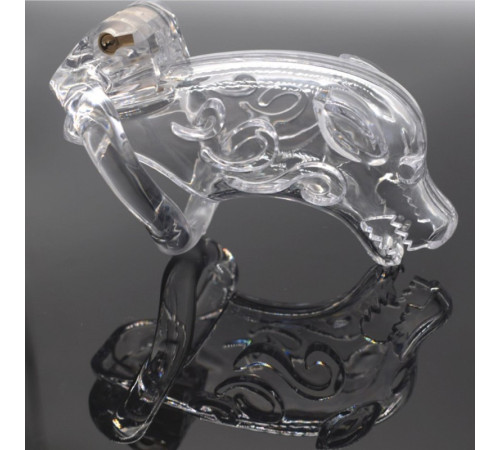 Resin Pig Head Shape Chastity Device Skin tone, clear