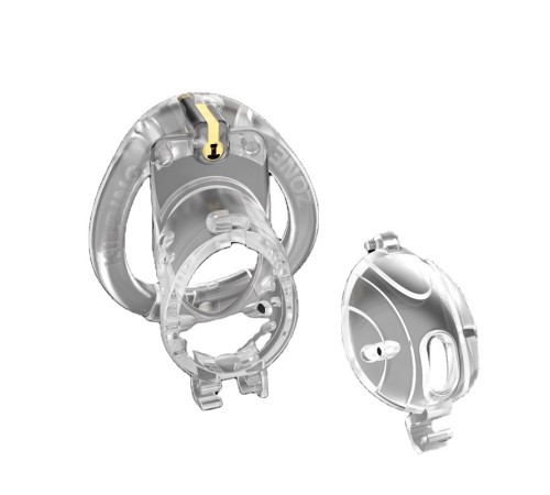 Male Chastity Cage Openable Ring Disassemble Flip Design -Clear