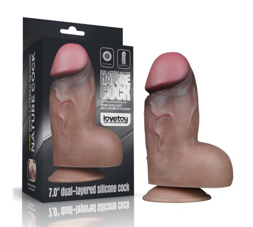 Толстый масажер с кожей Dual Layered Platinum Silicone Cock 7.0