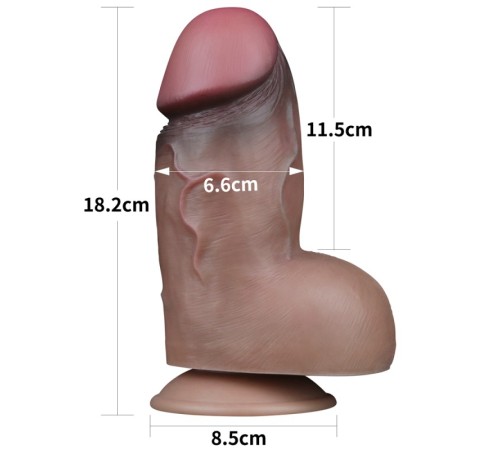 Толстый масажер с кожей Dual Layered Platinum Silicone Cock 7.0