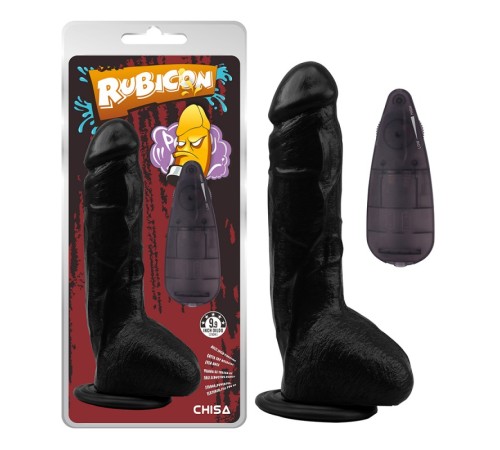 Черный вибратор на присоске с пультом Vibrating Dick 9.9