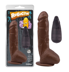 Коричневый вибратор на присоске c пультом Vibrating Dick 9.9