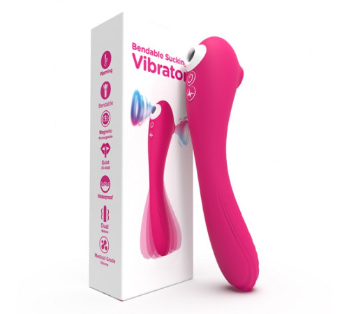 Двойной розовый вибратор Bendable Sucking Vibrator