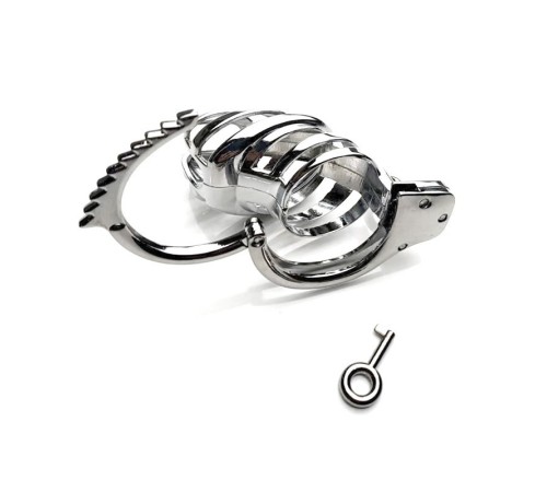 Alloy Fixed Handcuff Ring Chastity Cage