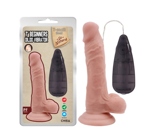 Реалистичный вибратор на присоске и пультом Beginners Dildo Vibrator Flesh