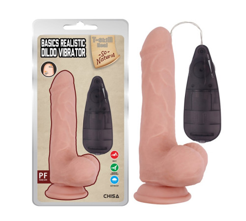 Масажер с присоской и пультом Basics Realistic Dildo Vibrator Flesh