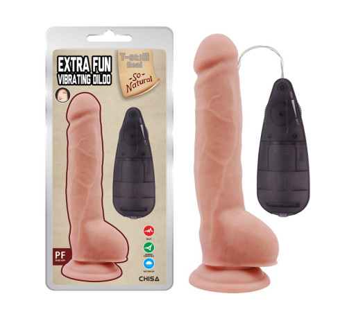 Телесный вибратор на присоске и пультом Extra Fun Vibrating Dildo