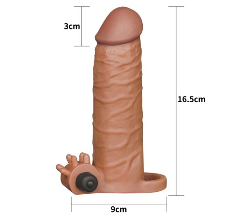 Удлиняющая вибронасадка на пенис Pleasure X Tender Vibrating Penis Sleeve Brown