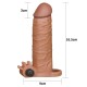 Удлиняющая вибронасадка на пенис Pleasure X Tender Vibrating Penis Sleeve Brown