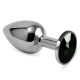 Гладкая особиста пробка с черным камнем Silver Rosebud Classic Metal Plug Small