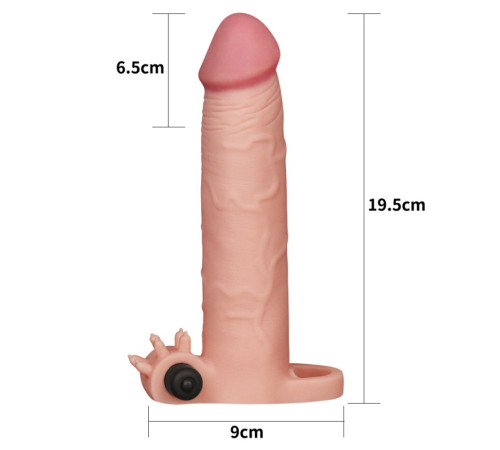 Насадка на  удлиняющая телесная Pleasure X Tender Vibrating Penis Sleeve