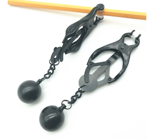 Japanese Nipple Clamp Small Metal Ball BLACK