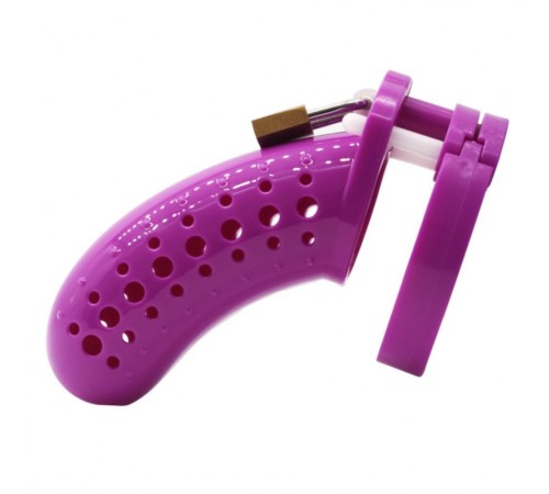 New Type Male Chastity Device with Perforated design Cage Long Purple