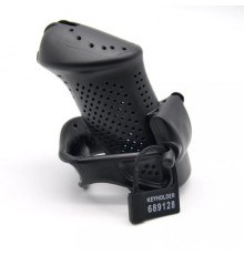 Male Chastity Device with Perforated design Cage BLACK