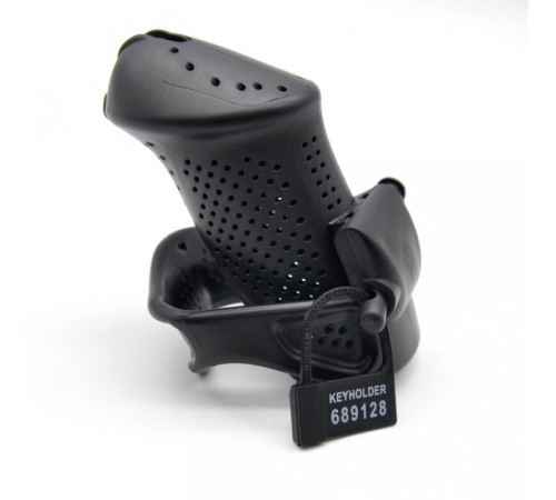 Male Chastity Device with Perforated design Cage BLACK