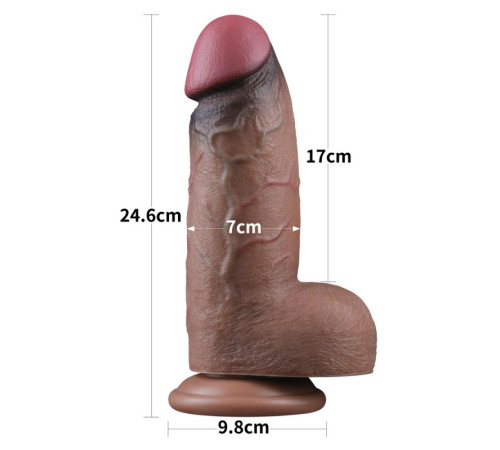 Фаллоимитатор гигант на присоске Dual Layered Silicone Cock XXL 9.5