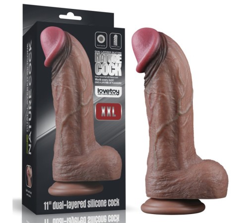 Фаллоимитатор гигант на присоске Dual Layered Silicone Cock XXL 11.0