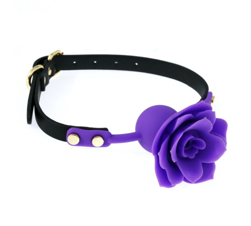 Силиконовый  с фиолетовой розочкой Silicone Rose Ball Gags Purple